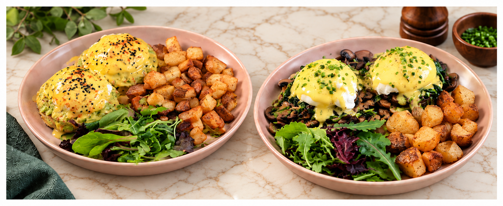 Breakfast in Mississauga at The Eggwala with egg and vegetarian dishes